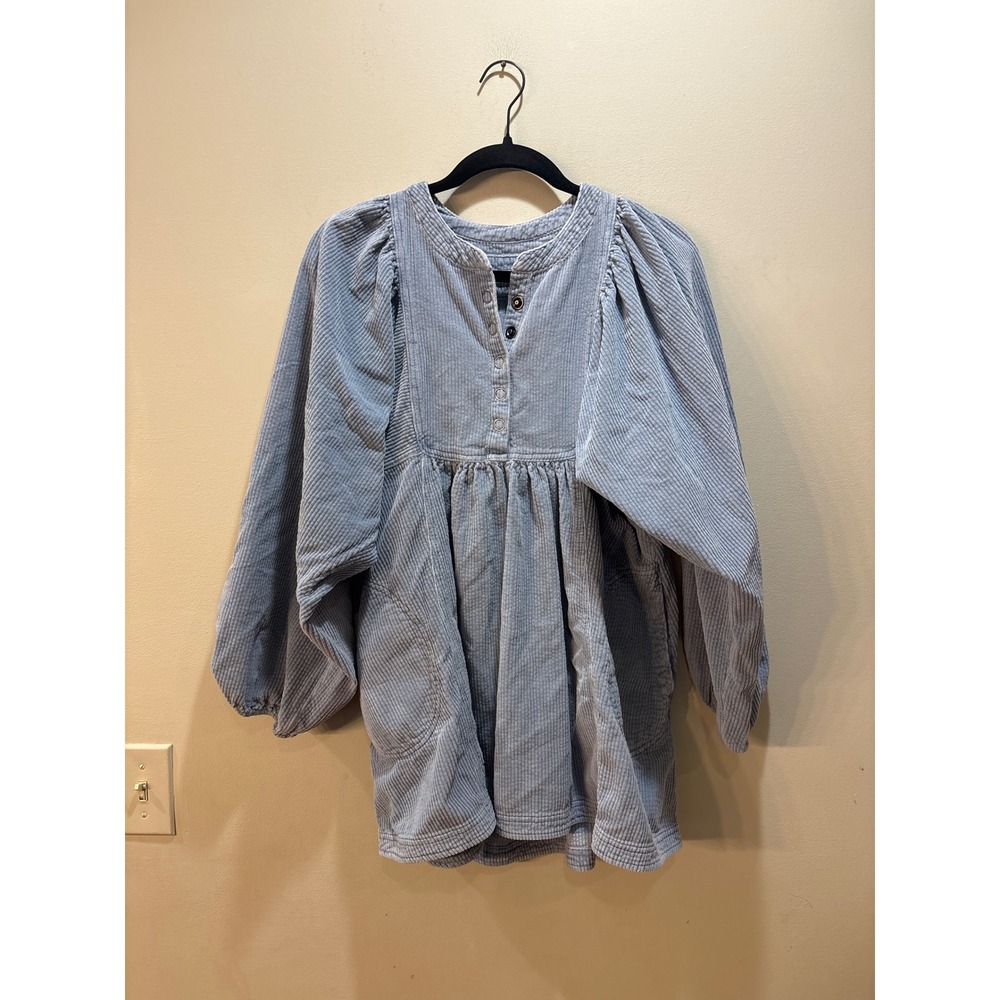 We The Free Free People‎ Blue Gray Corduroy Tunic Small Boo Cottagecore
